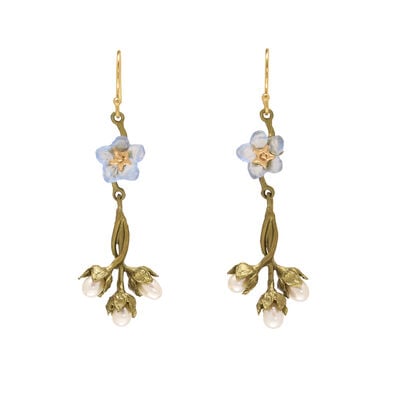 Forget-me-not pearl hook earrings by Michael Michaud